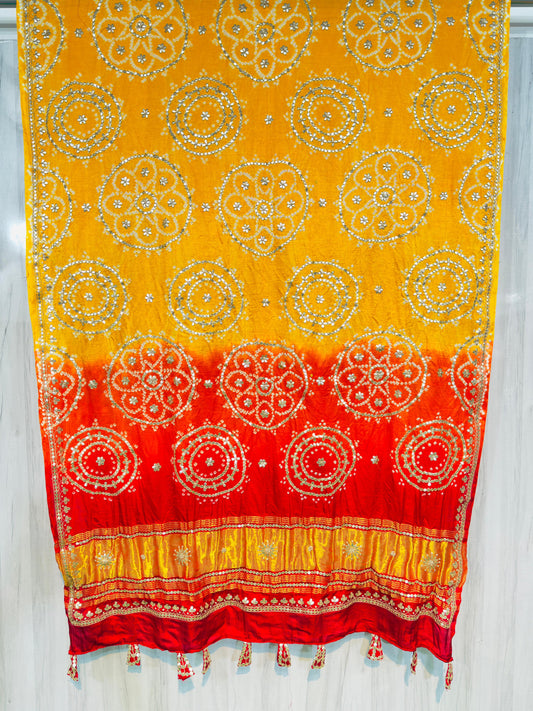 Yellow gajji silk dupatta handmade dupatta traditional dupatta