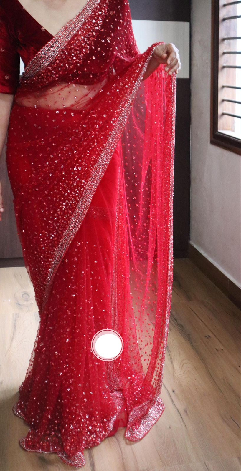 Bridal inspired red saree partywear sarees