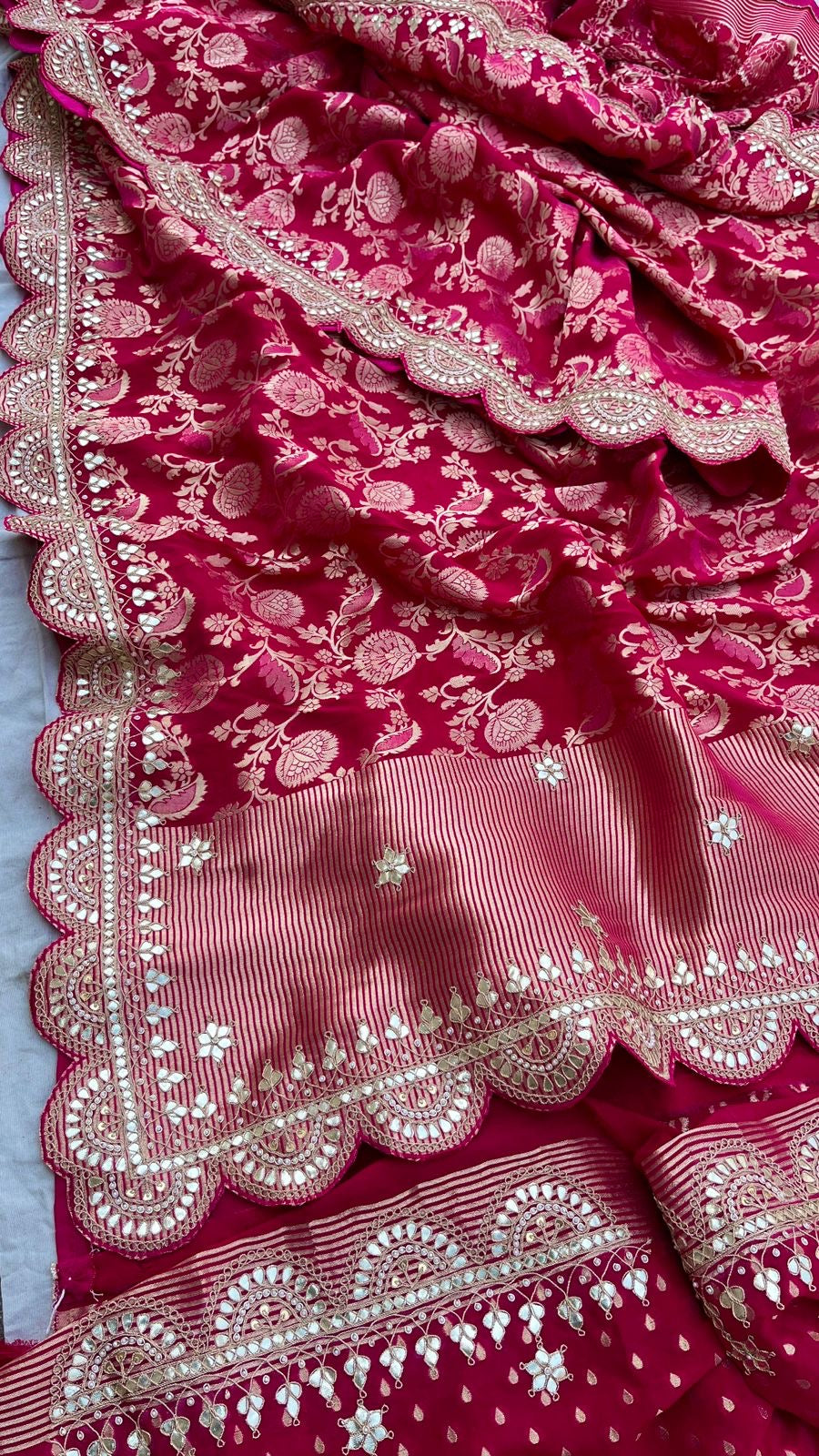 Sultana khaddi Gorgette saree gottapatti sari