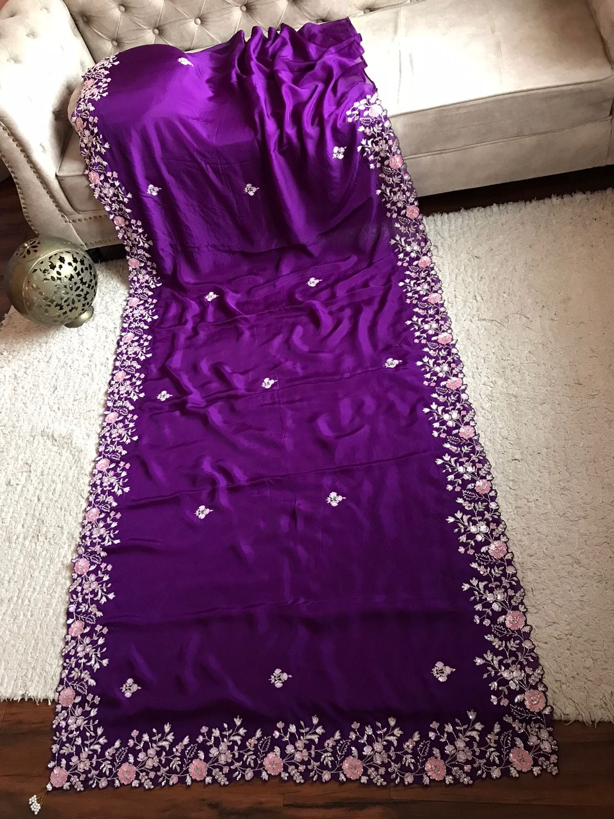 Purple Premium Organza Saree