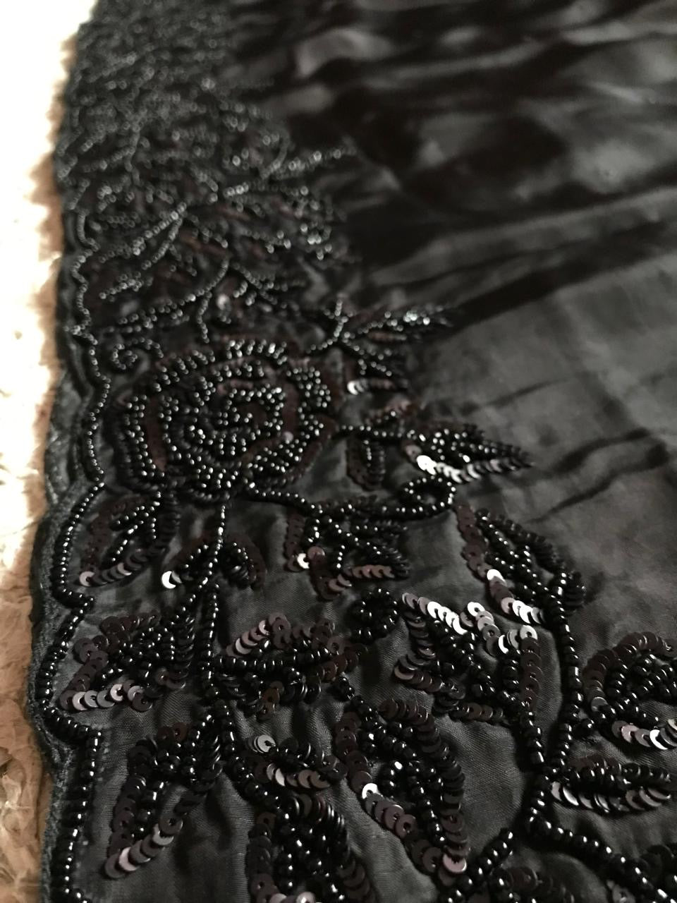 Premium black satin silk saree organza saree