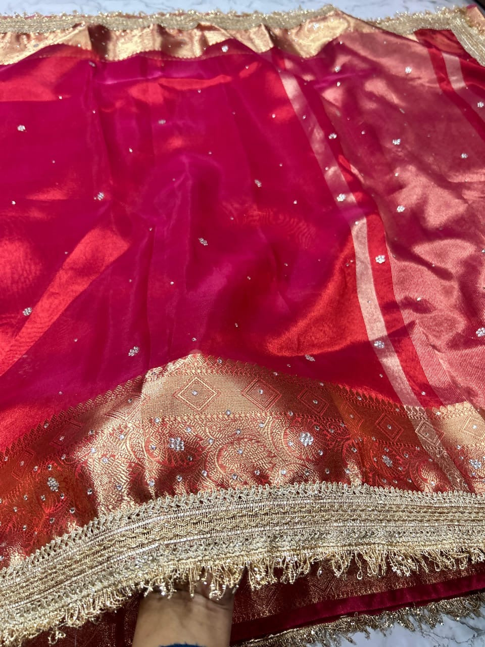 Tissue silk handmade Banarsi tissue lace sarees