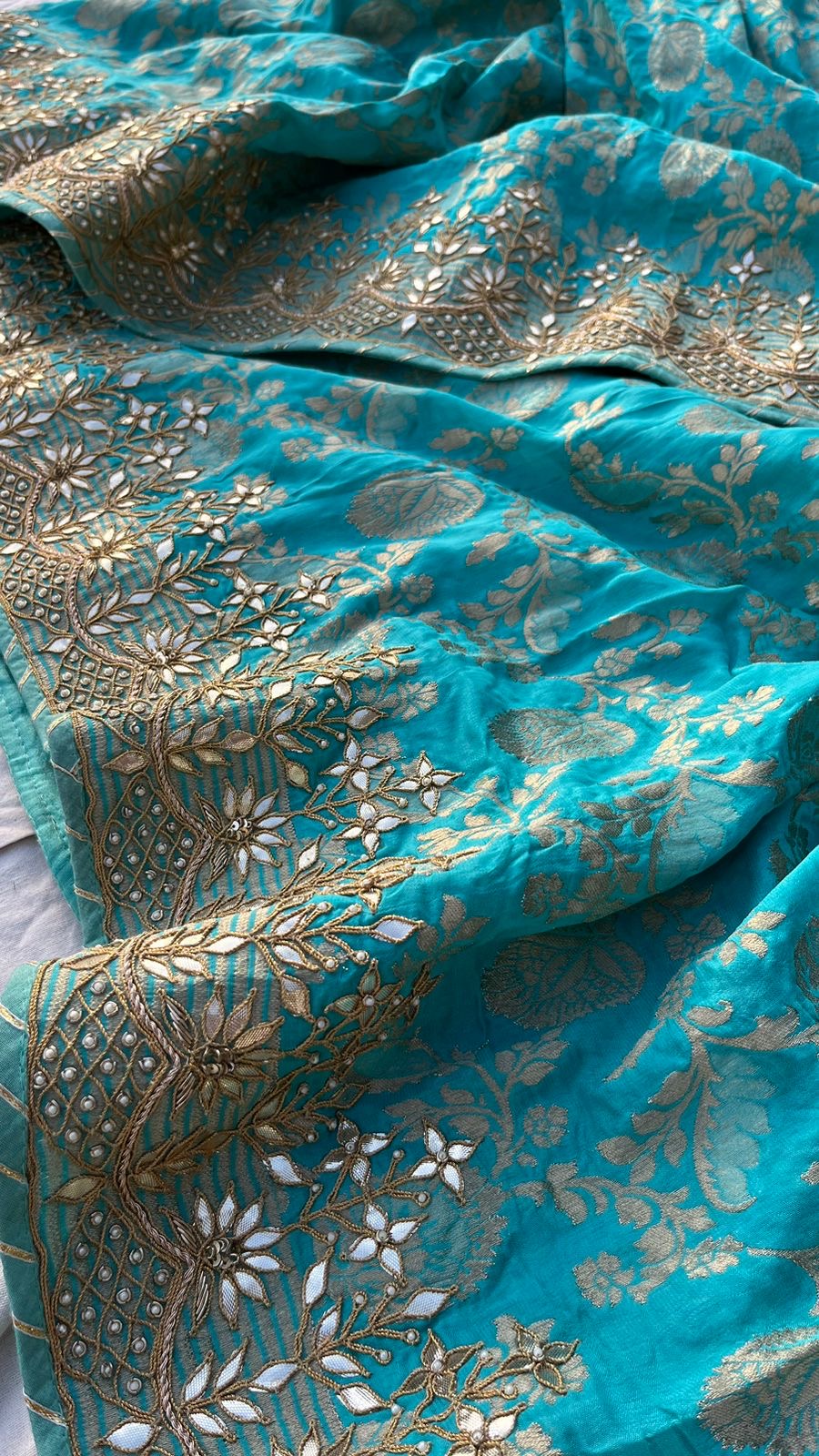 Sultana khaddi Gorgette saree gottapatti sari