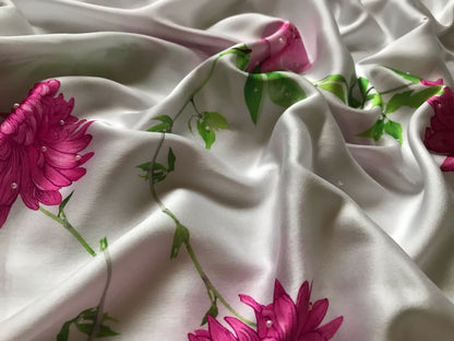 Floral saree satin sarees blouse Partywear sari