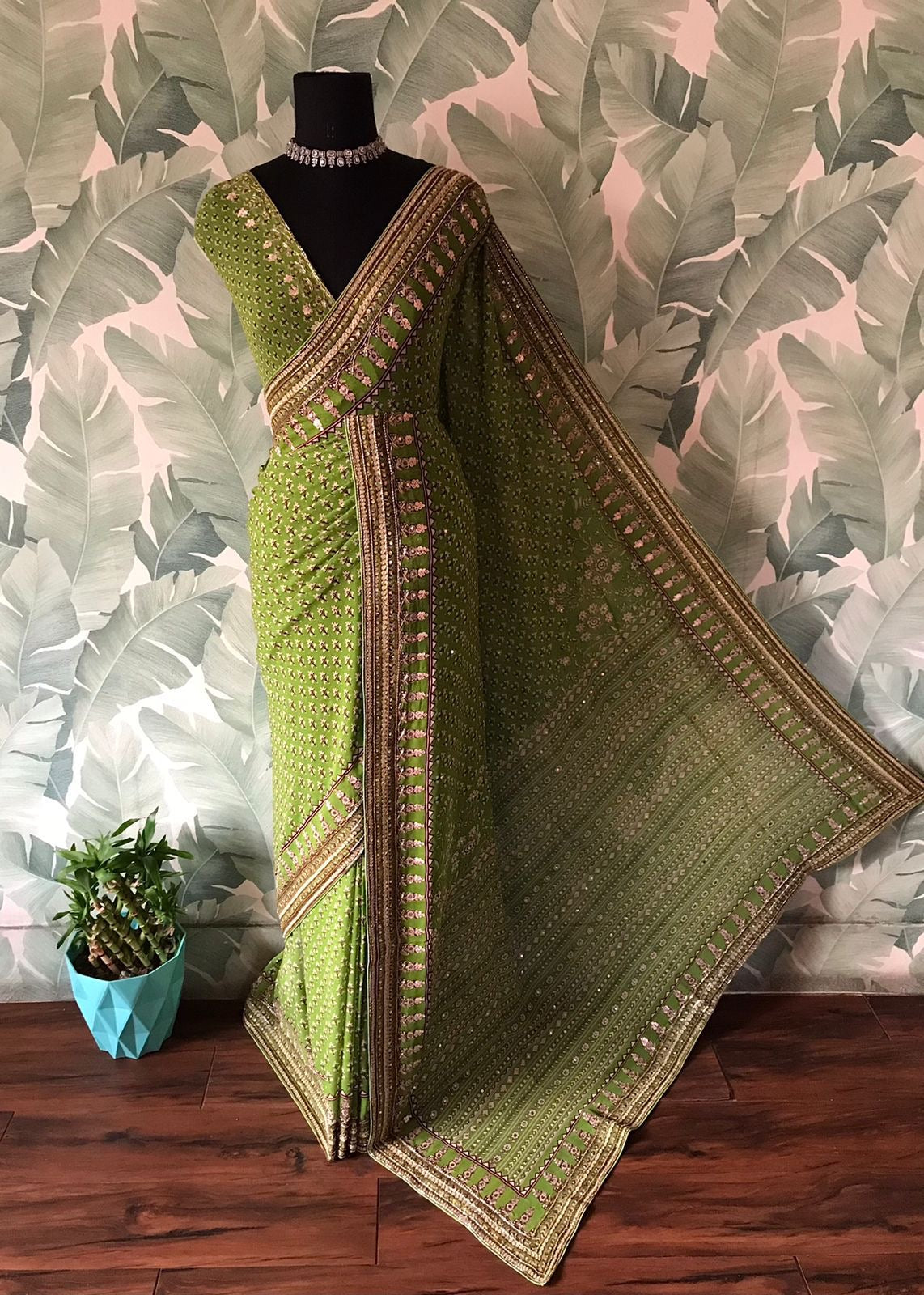 Premium gorgette saree handmade sari blouse