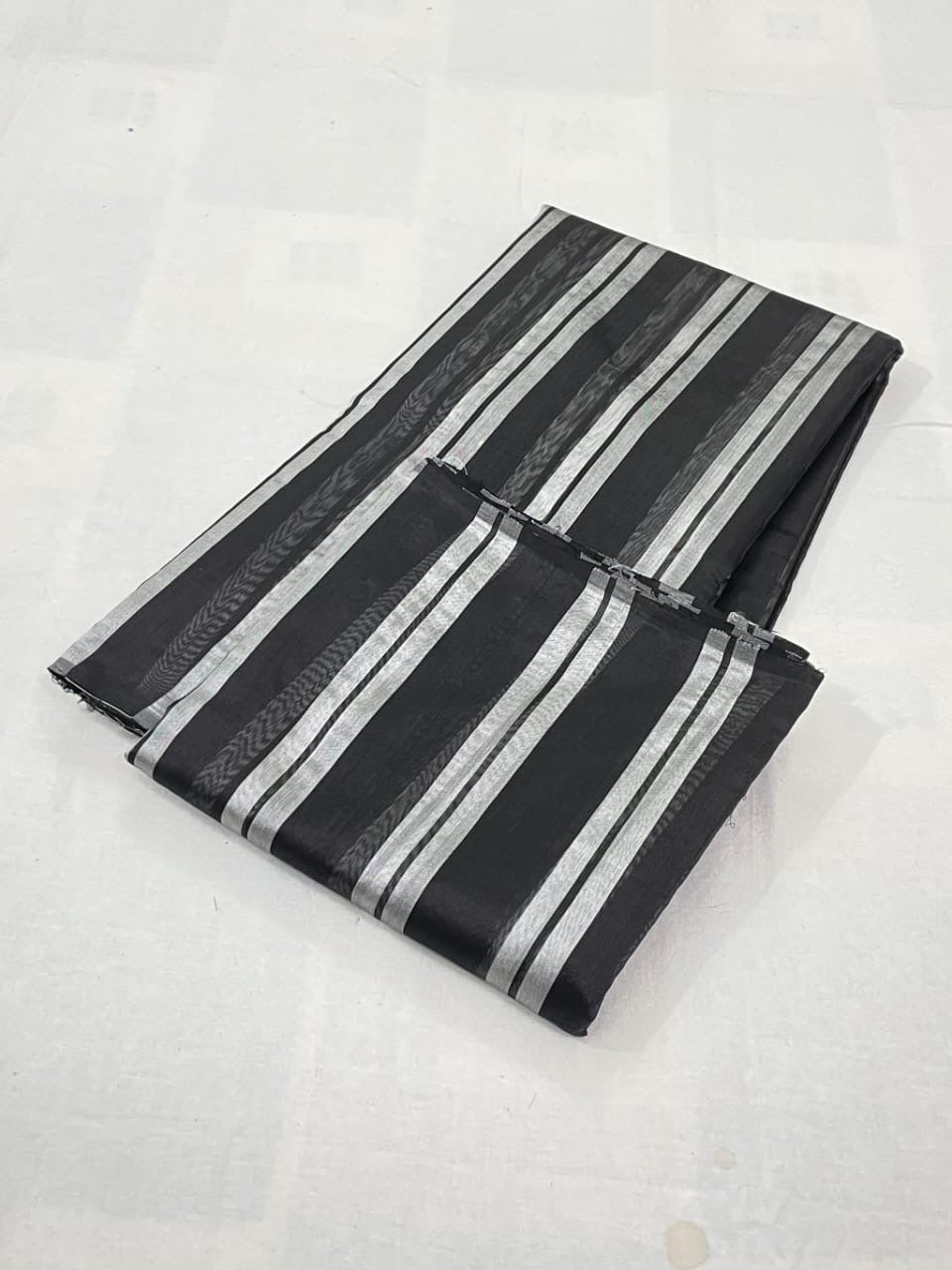 Striped saree Chanderi saree Indian sari blouse