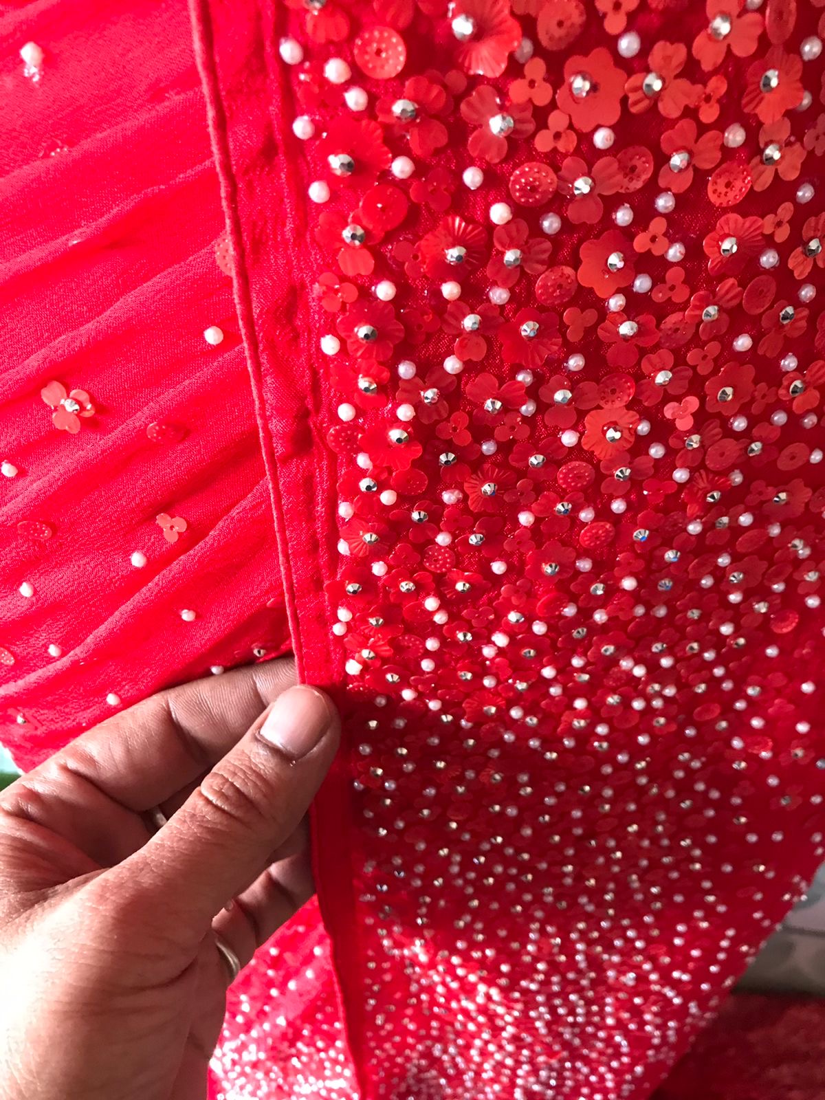 Premium pearl sequins saree handmade sari blouse