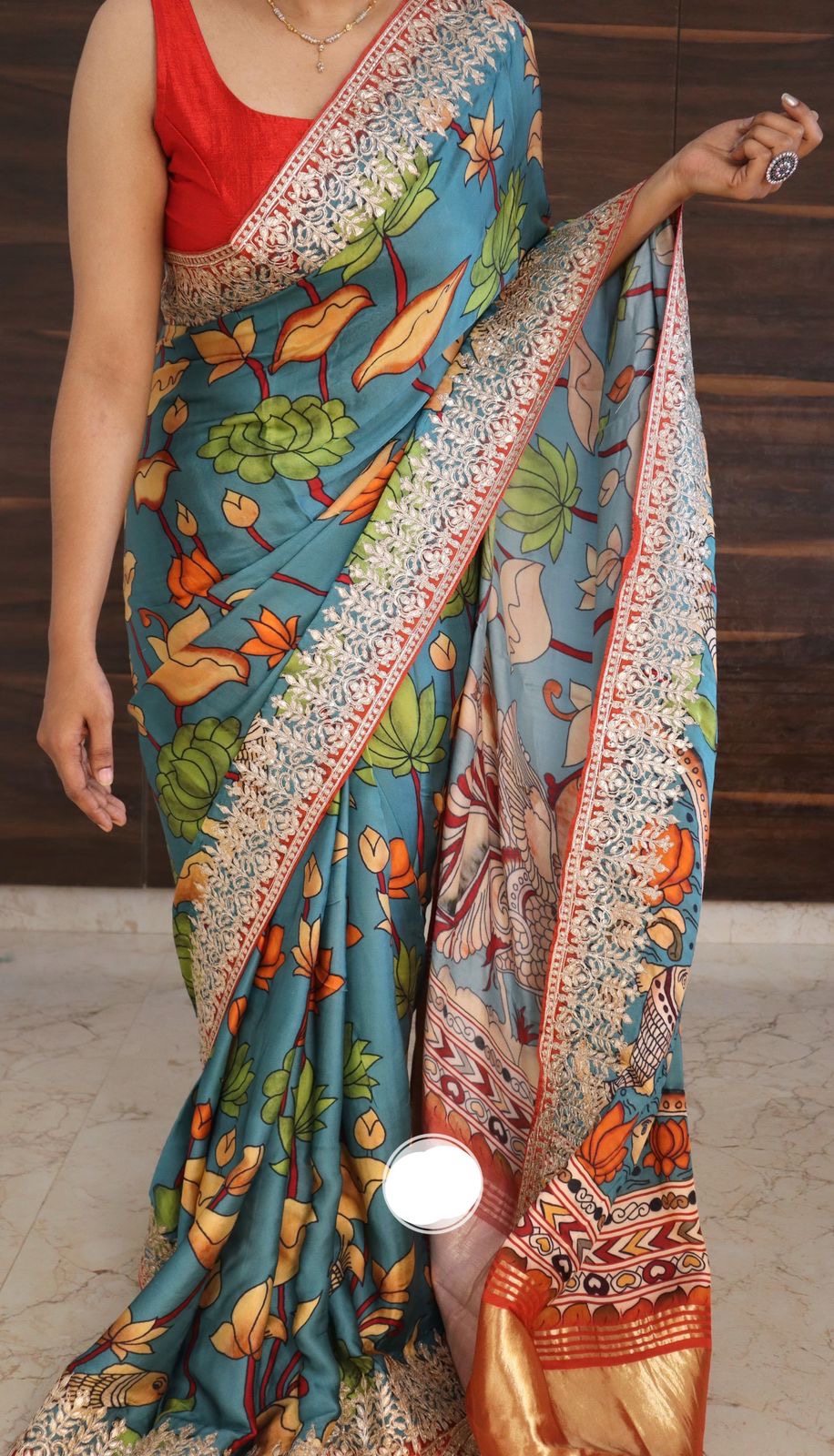 Gajji silk saree gottapatti saree kalamakri saree