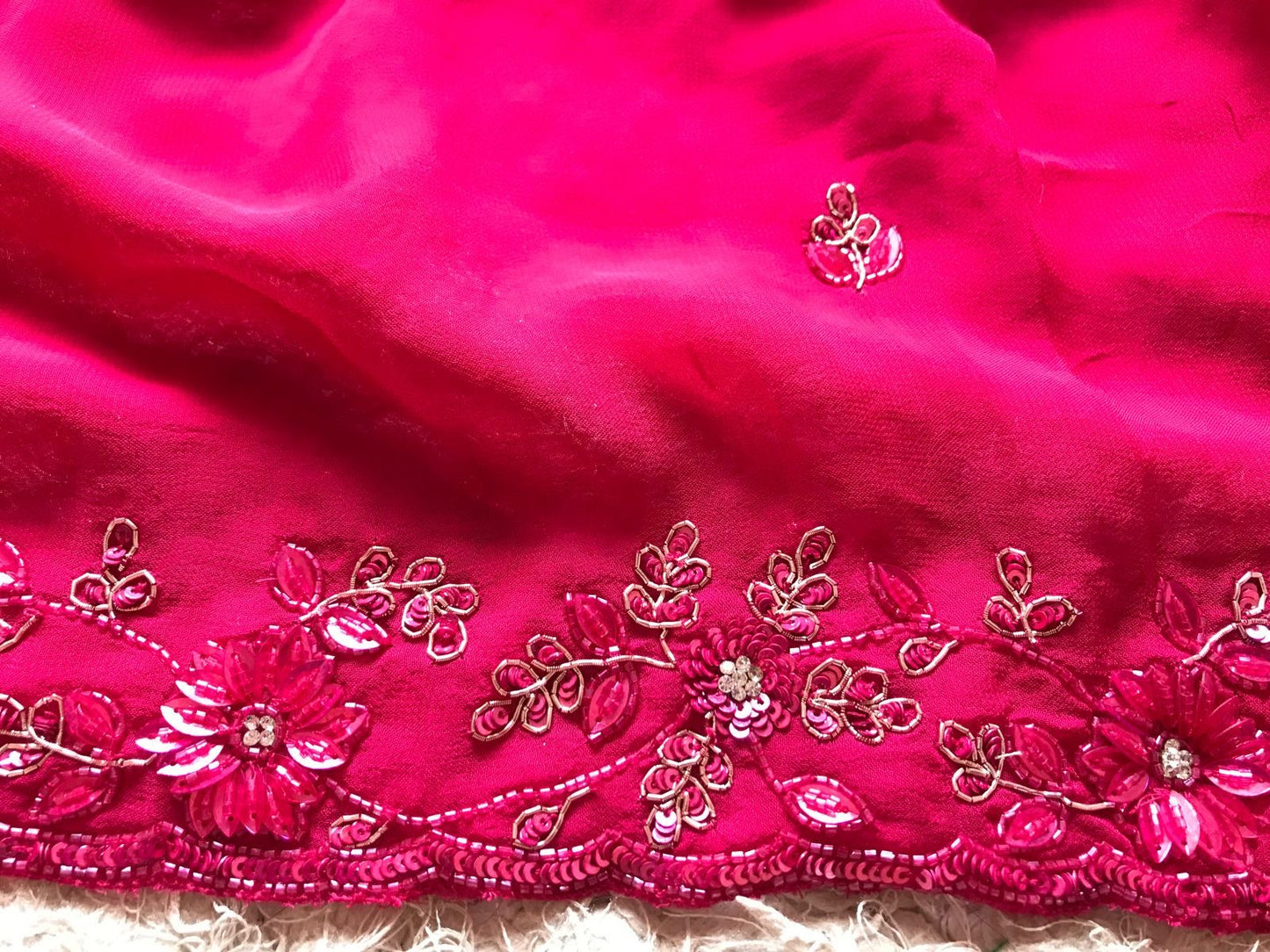 Gulabo pink premium gorgette indian sarees