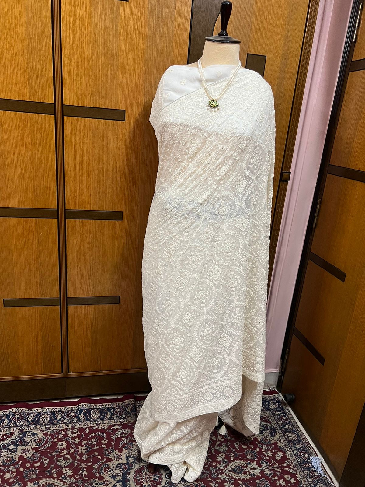 Chikankari Saree White Elegant Saree Georgette Sarees