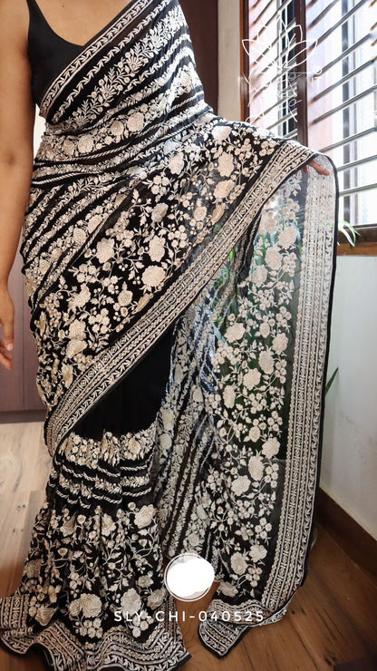 Elegant chikankari saree Lucknowi saree Indian sarees women saree blouse