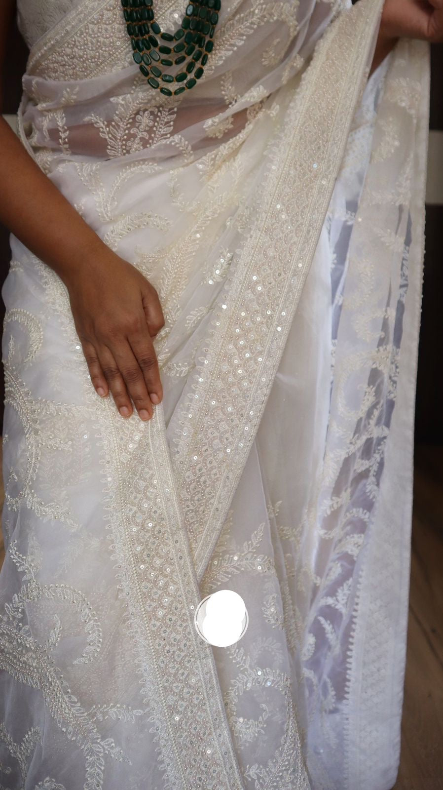 White gracious saree organza saree Chikankari sarees