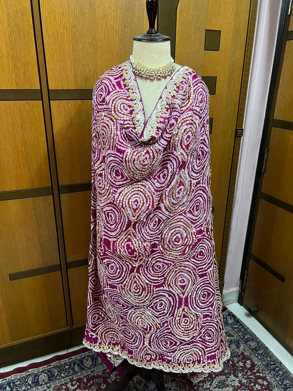 Pink Gajji silk dupatta bandhej dupatta