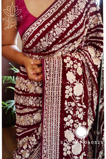 Elegant chikankari saree Lucknowi saree Indian sarees women saree blouse