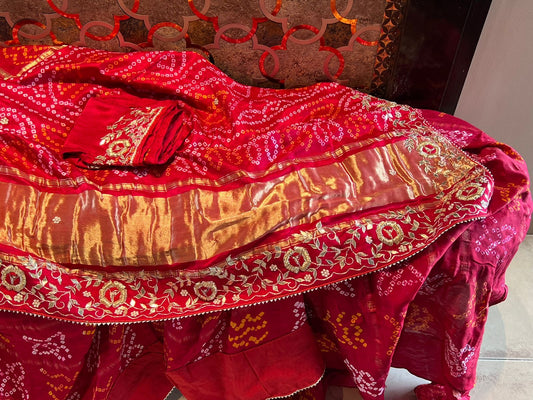 Red bridal saree Gajji silk saree Indian saree