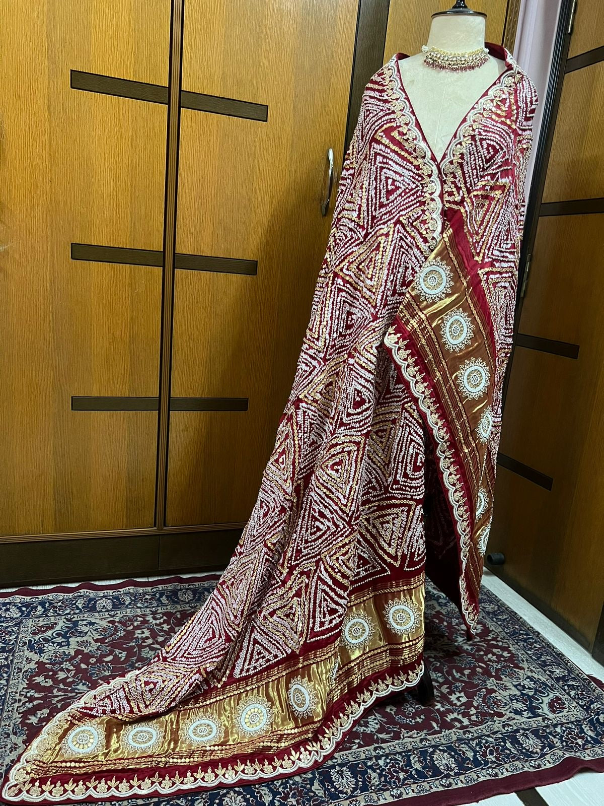 Red Gajji silk hand embroidery dupatta silk dupatta