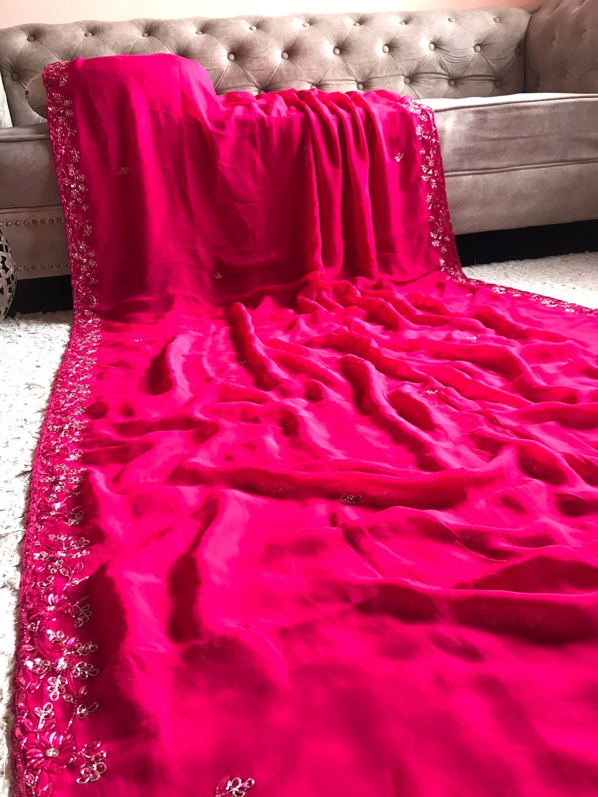 Gulabo pink premium gorgette indian sarees