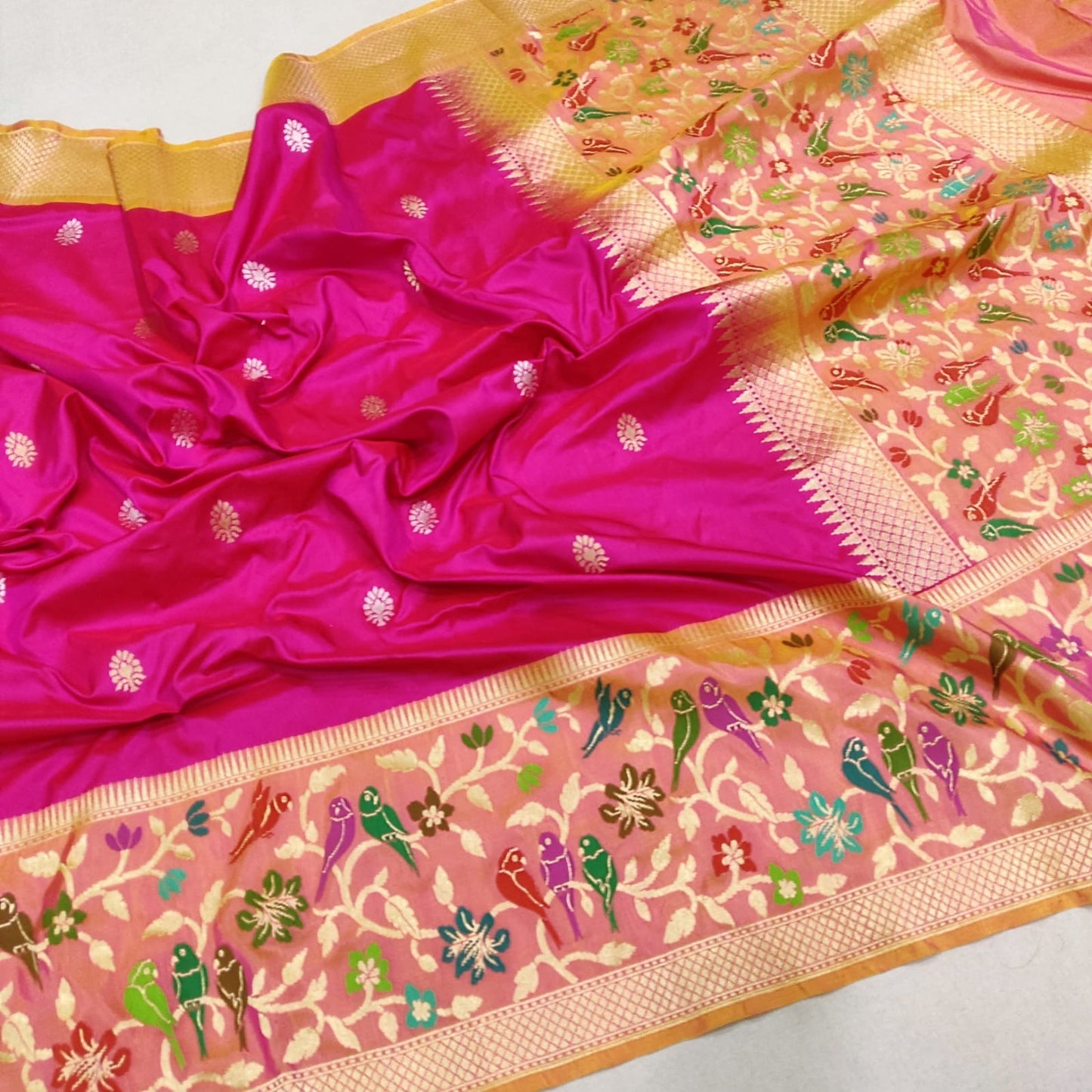 Exclusive Pink Katan Handwoven Zari Sarees Women Sari