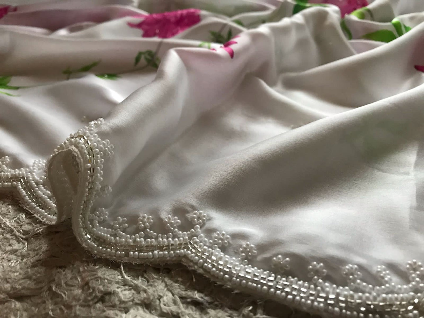 Floral saree satin sarees blouse Partywear sari