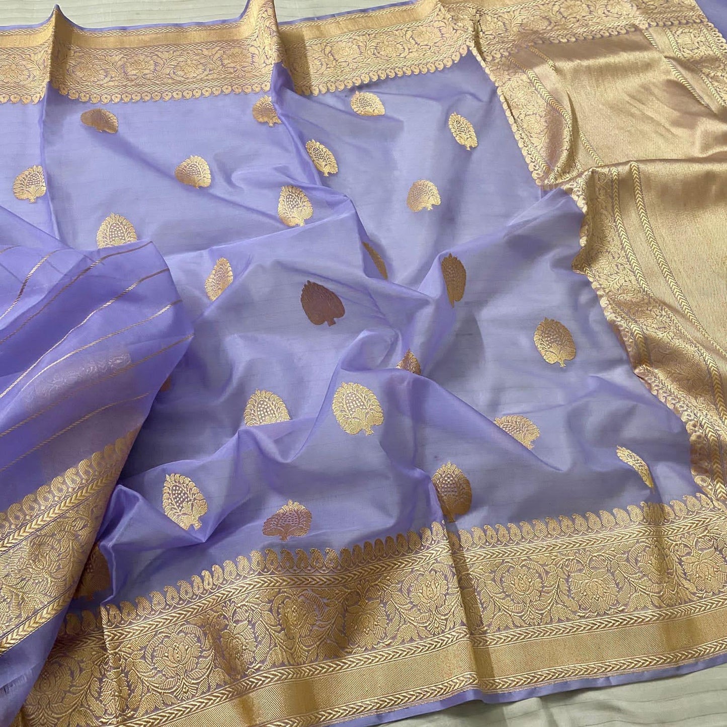 Lavender kora banarsi silk saree Indian saree blouse