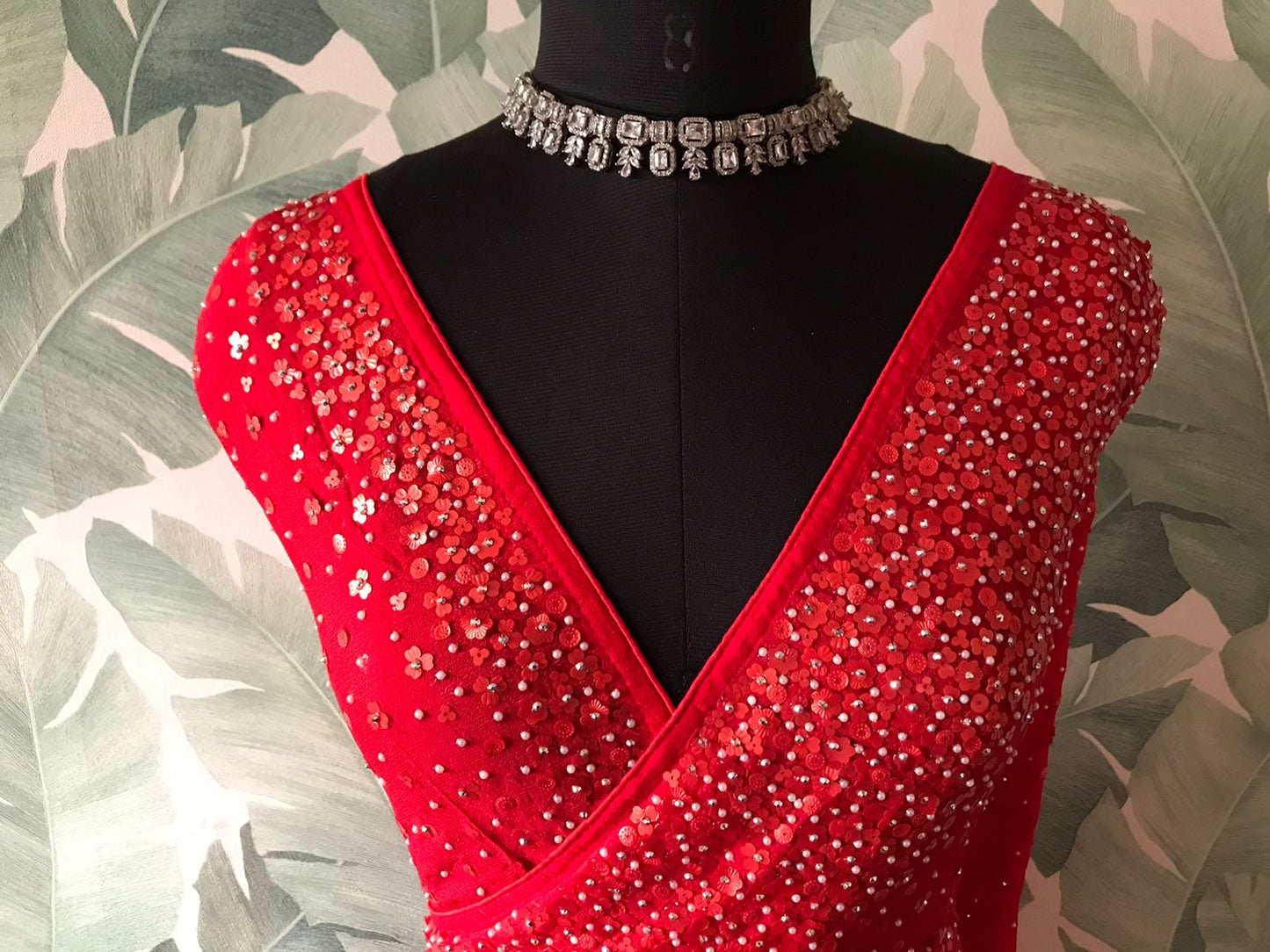 Premium pearl sequins saree handmade sari blouse