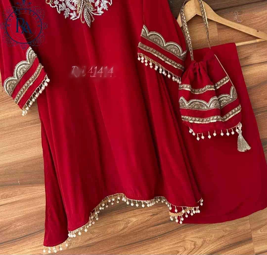 Navisha stitched dress crepe silk dress reception dress women dresses