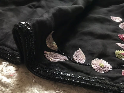 Premium gorgette saree Partywear sarees blouse Indian sari