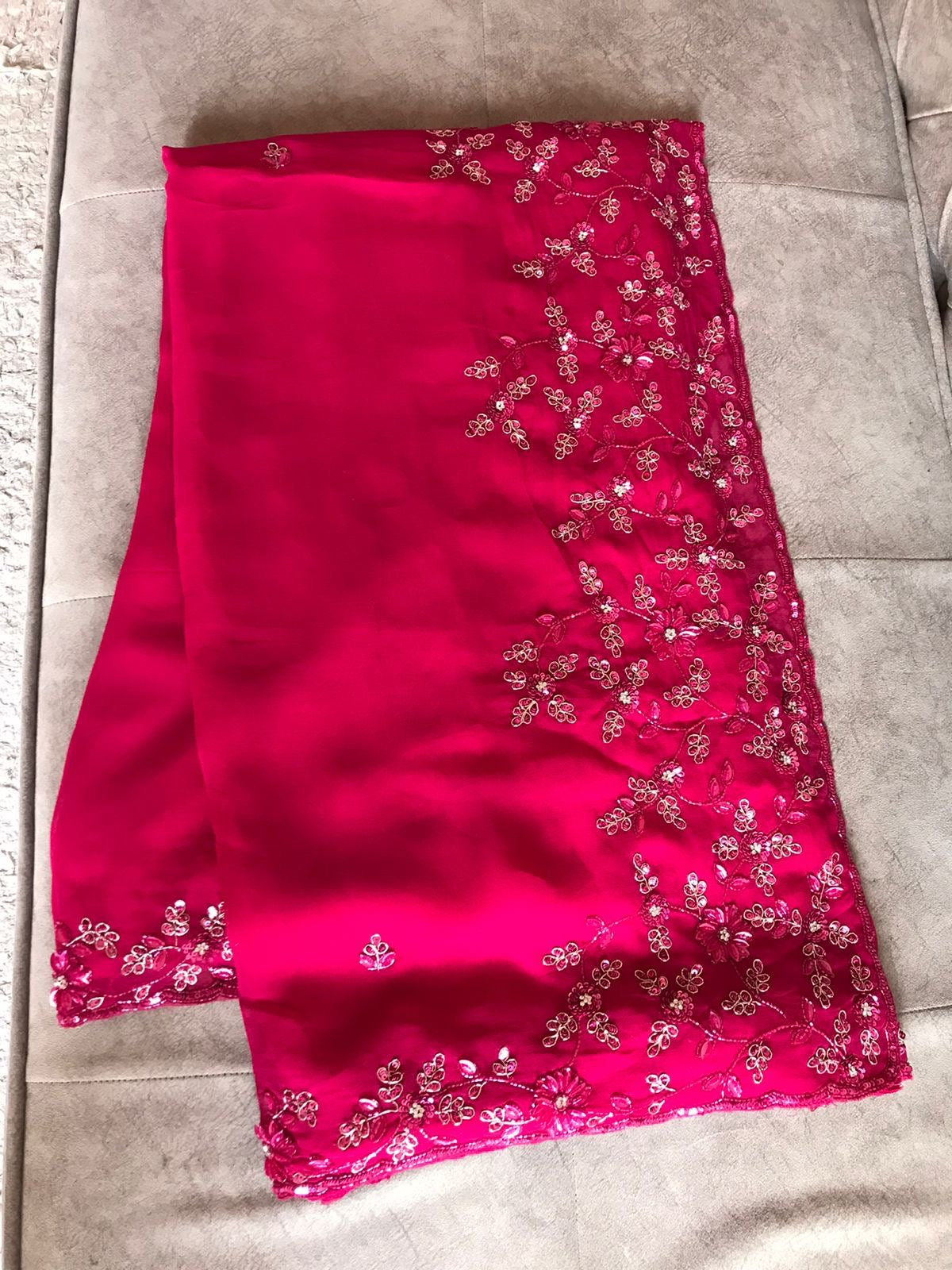 Gulabo pink premium gorgette indian sarees