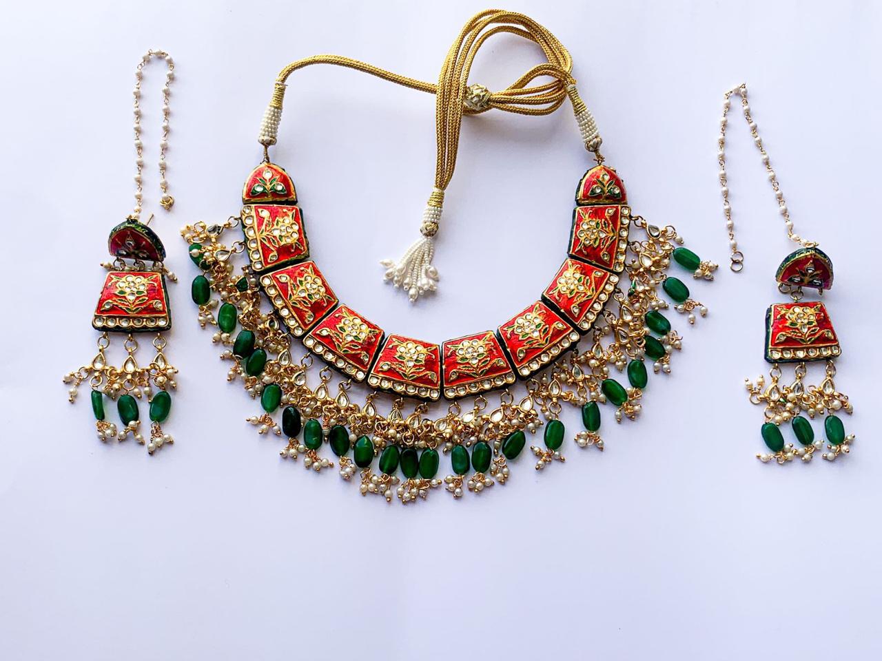 Gulabandi Necklace set Meenakari choker necklace set earrings