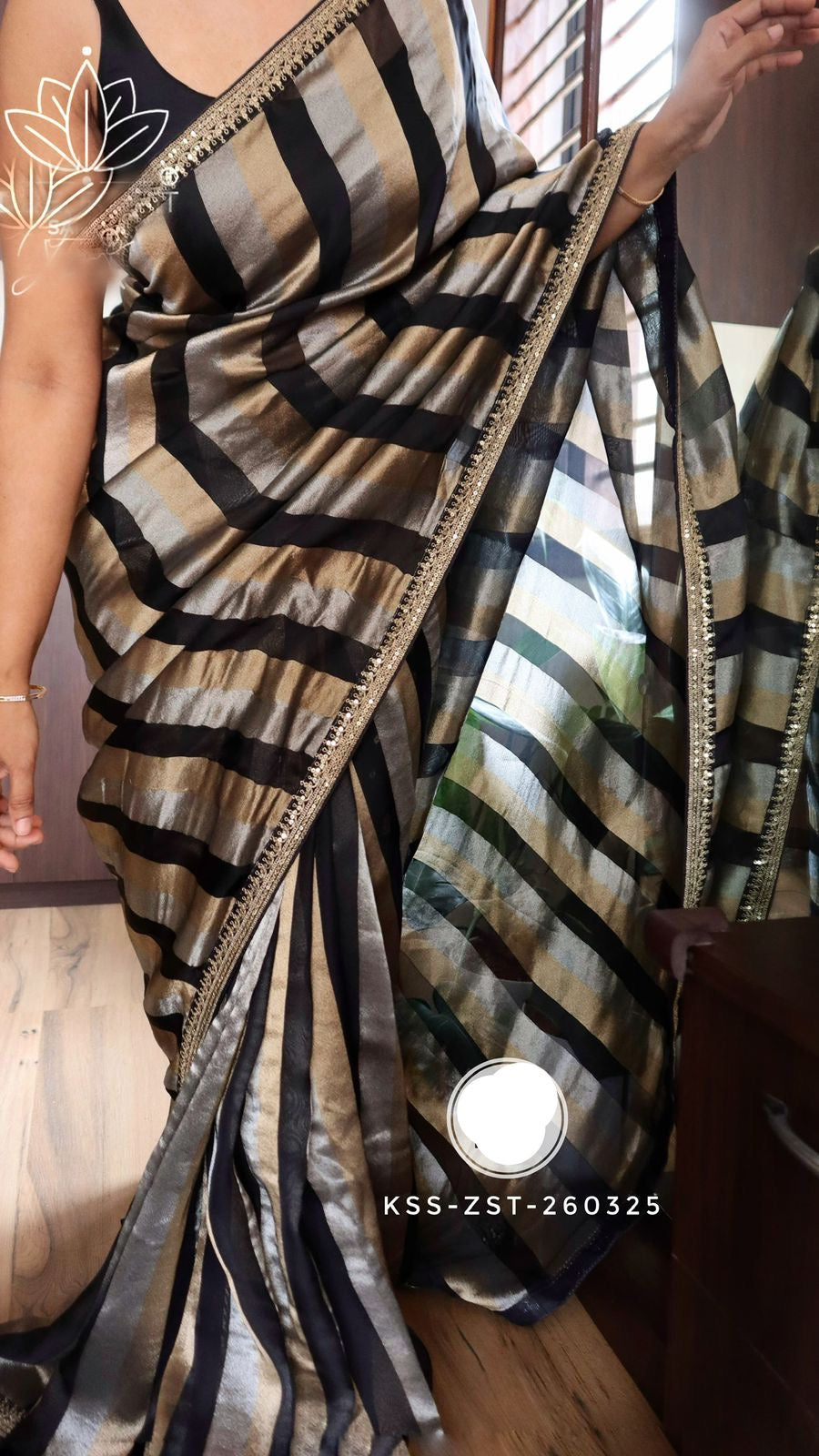 Striped kora saree Partywear sarees Indian sari blouse women clothing