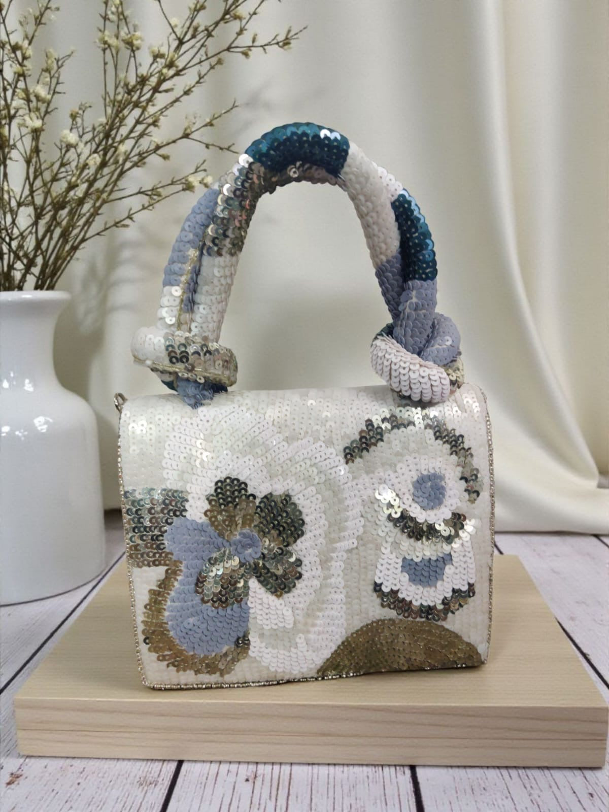 Sequins Bag petal flap bag women purse Partywear purse