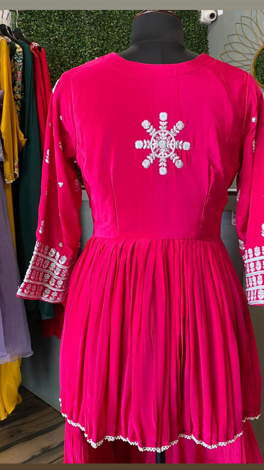 Pink peplum kurta styled dress