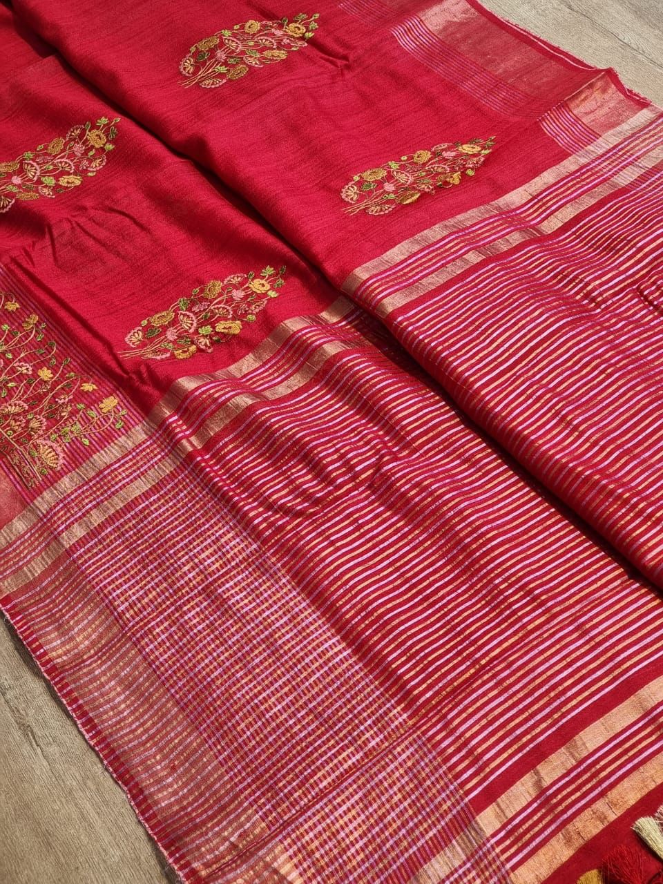 Ravina Tussar Silk Embroidered Saree