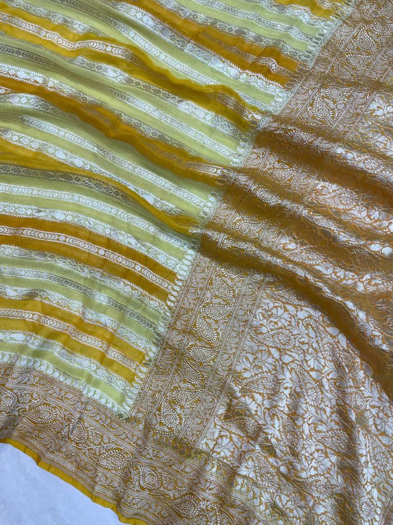 Striped inspired ramika gorgette sarees