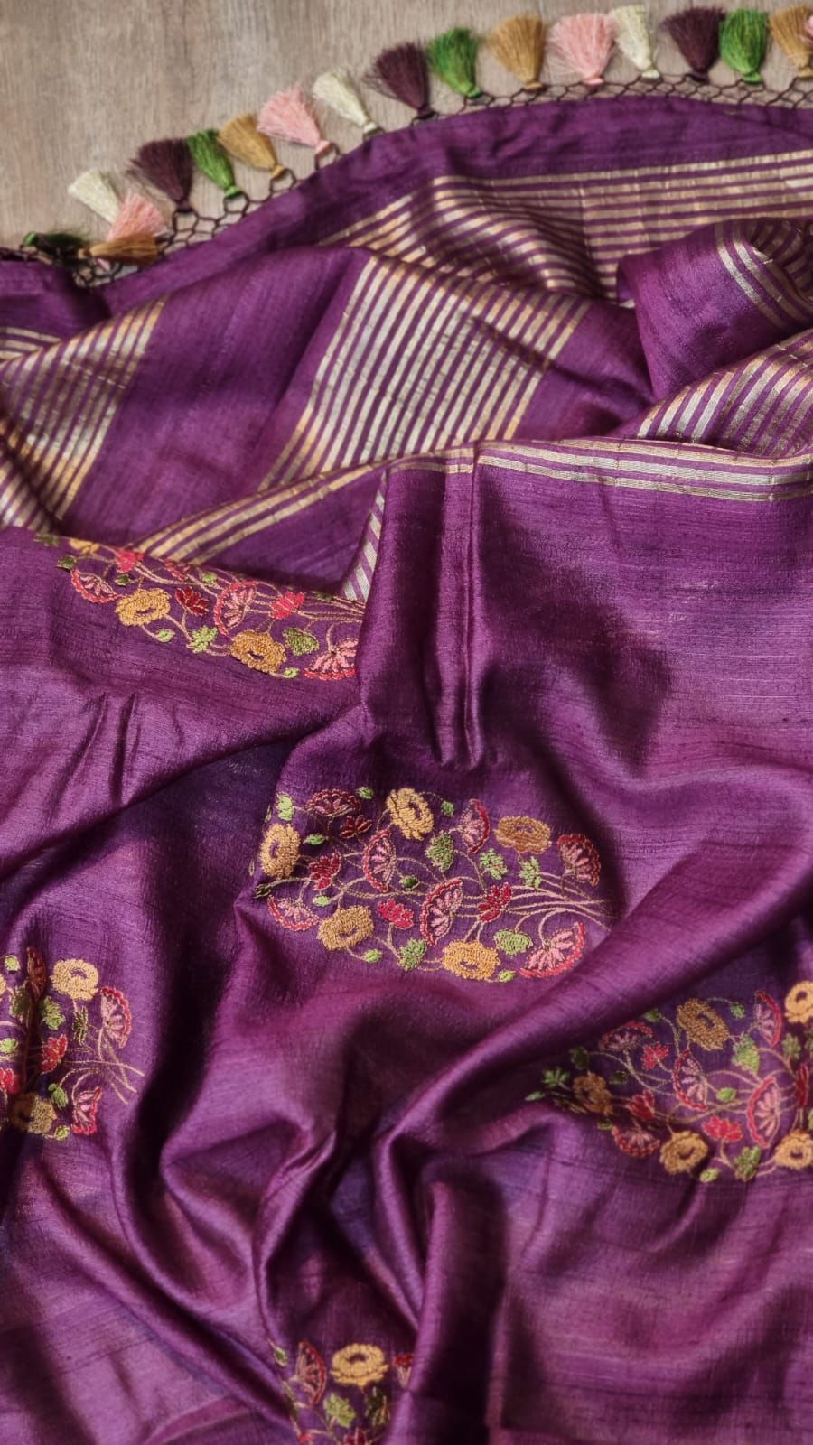 Ravina Tussar Silk Embroidered Saree