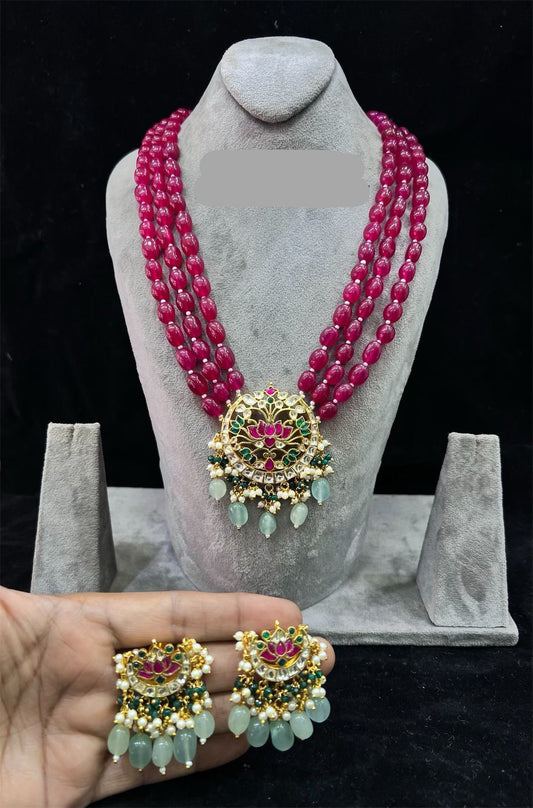 Reba beaded Kundan necklace set