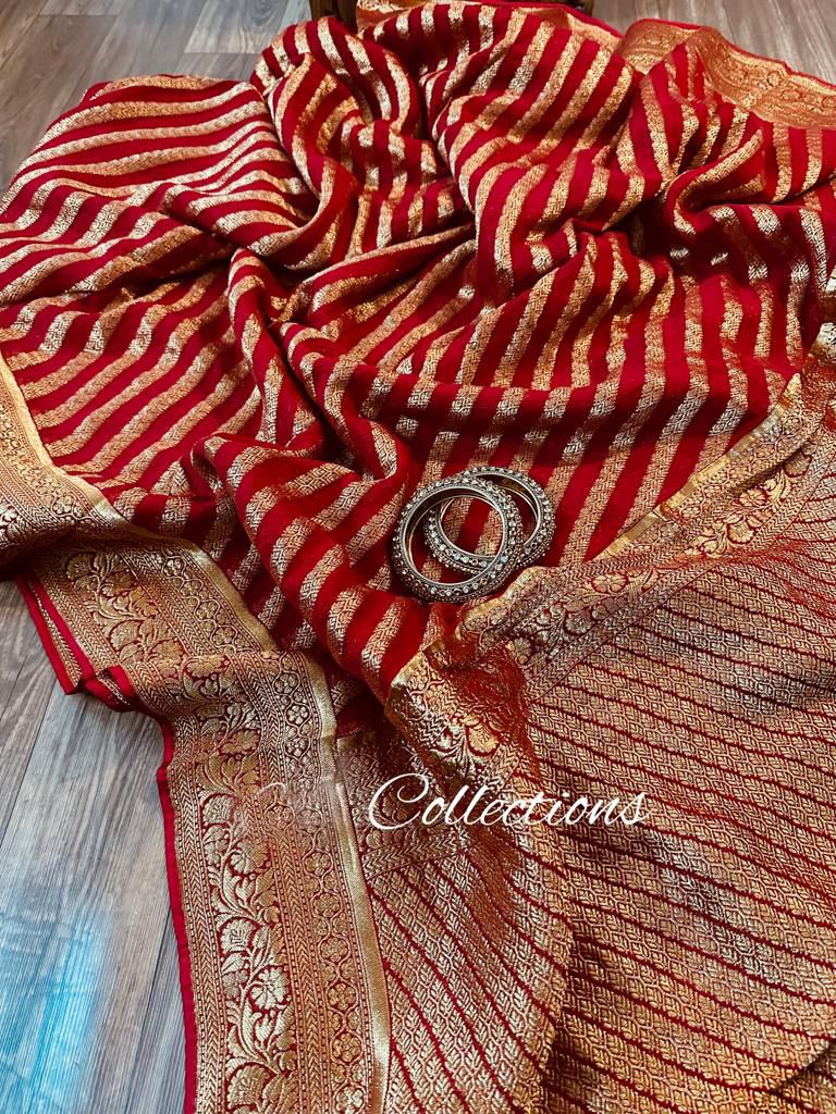 Striped antique Banarsi handloom saree