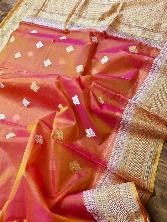 Dual toned Banarsi Kora beautiful sarees