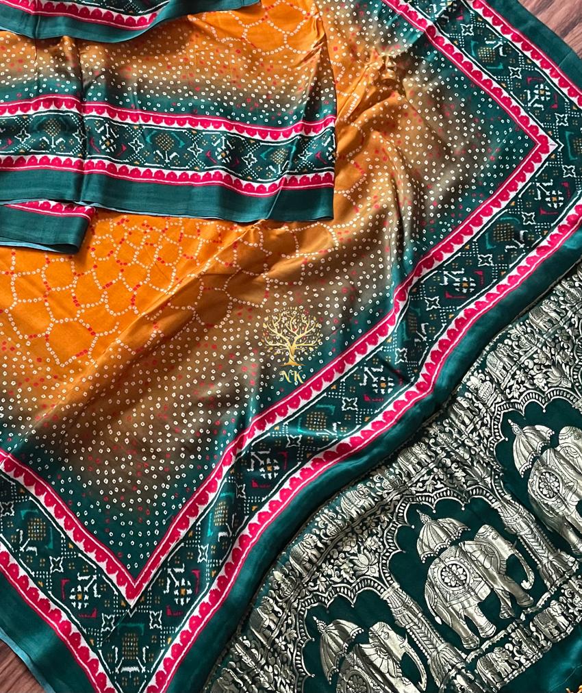 Lobita Gajji silk printed sari