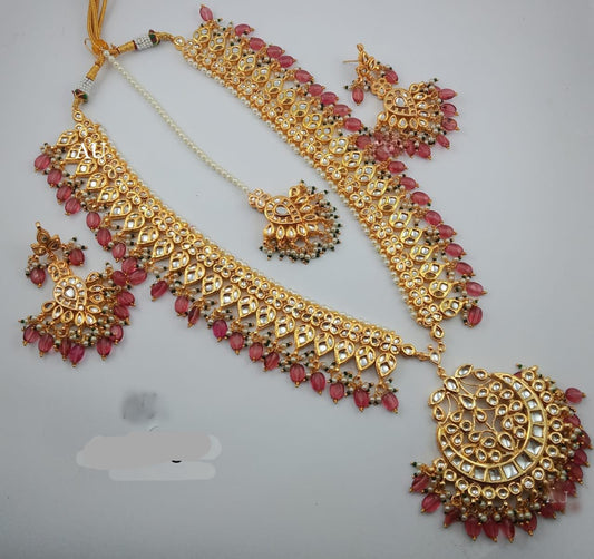 Gulmohar raanihaar Kundan necklace set