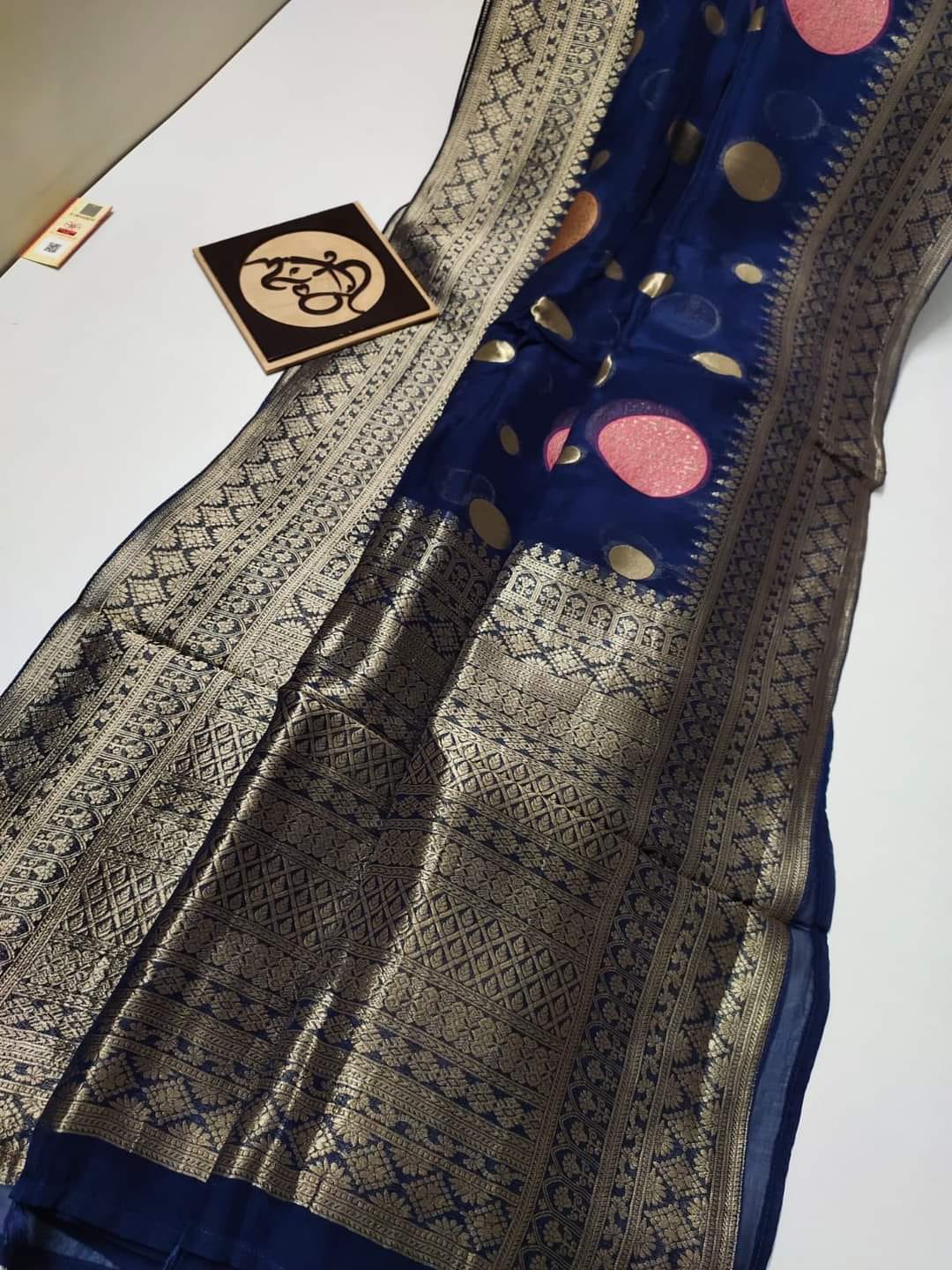 Polka dot inspired organza Indian sari
