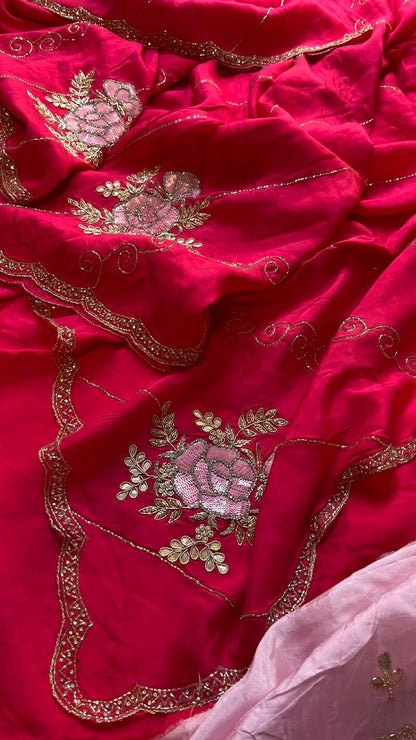 Rose munga silk saree