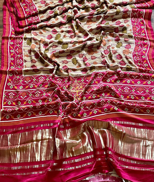 Kalamkari inspired Gajji silk saree