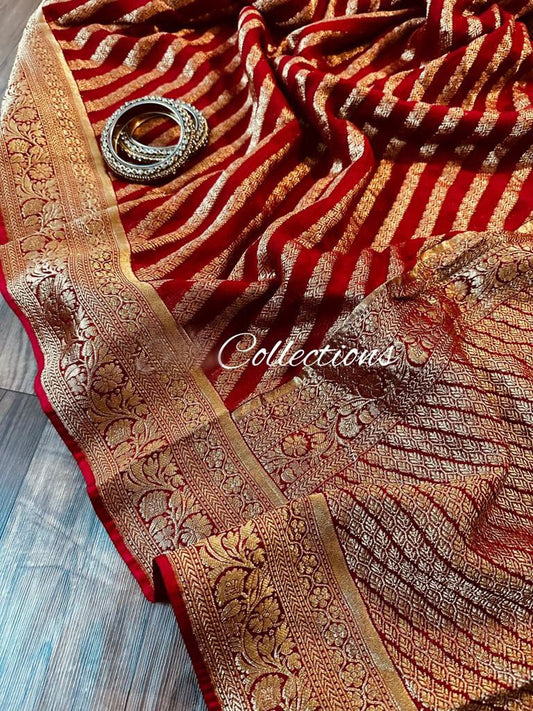 Striped antique Banarsi handloom saree