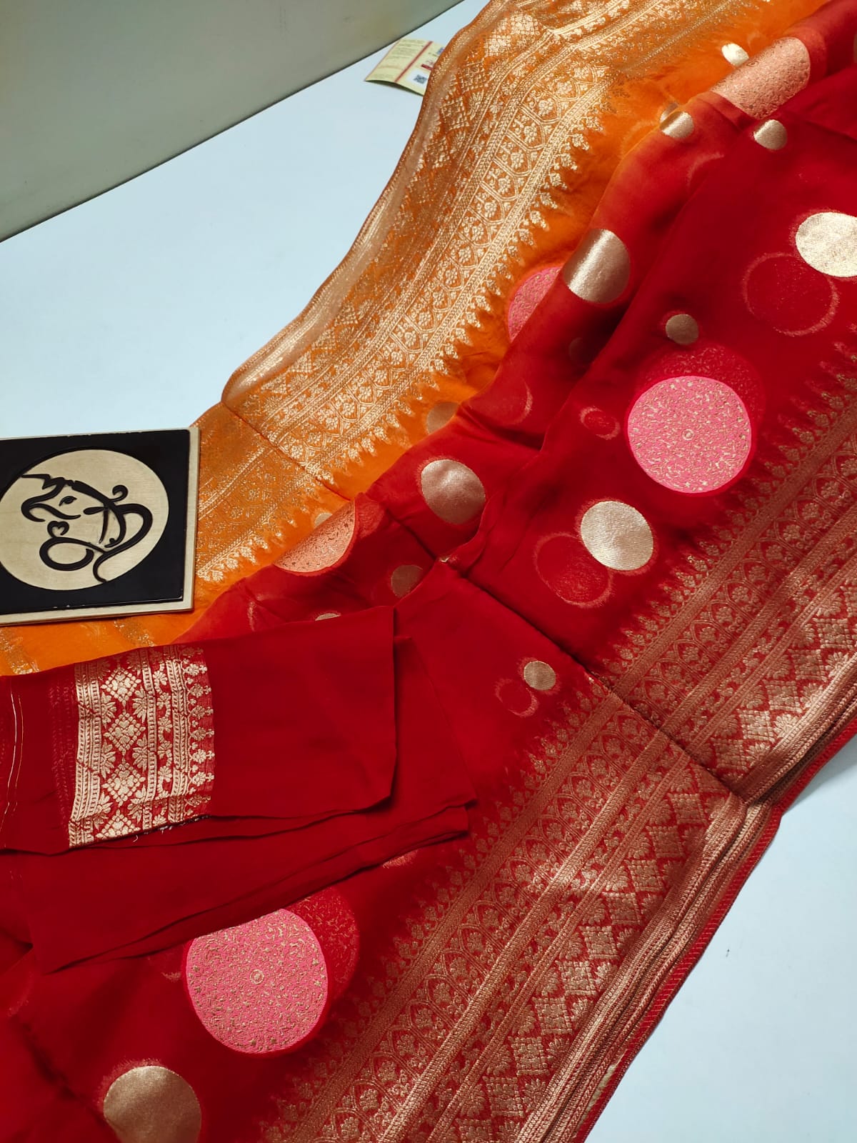 Polka dot inspired organza Indian sari
