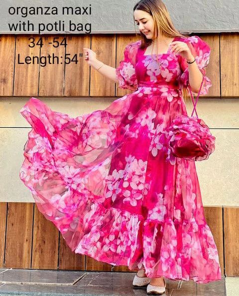 Wine floral flared gown