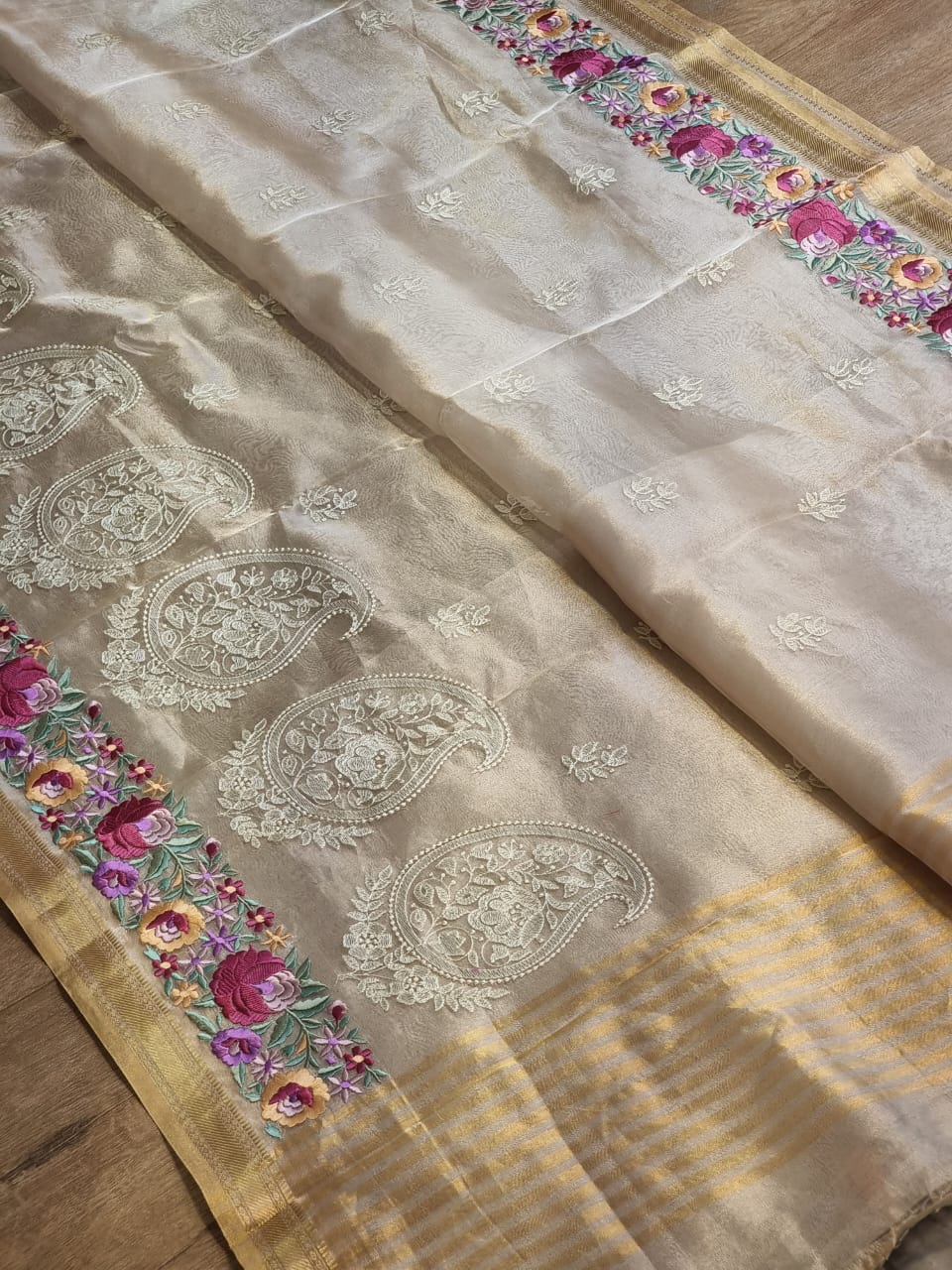 Rumha tissue embroidery saree