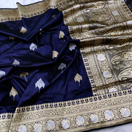 Royal blue Katan silk saree