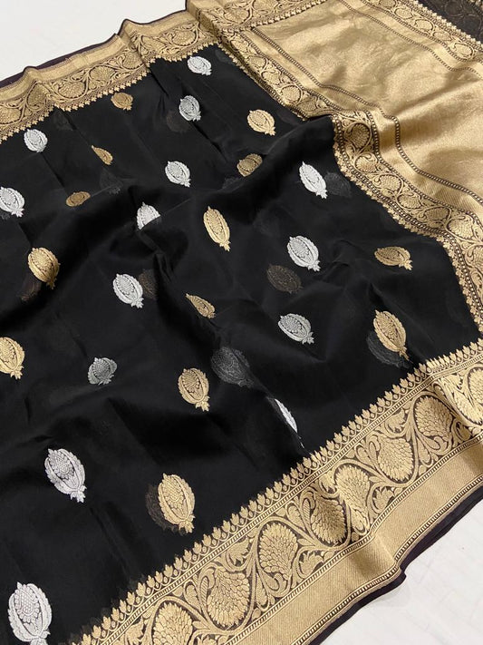 Black banarsi saree