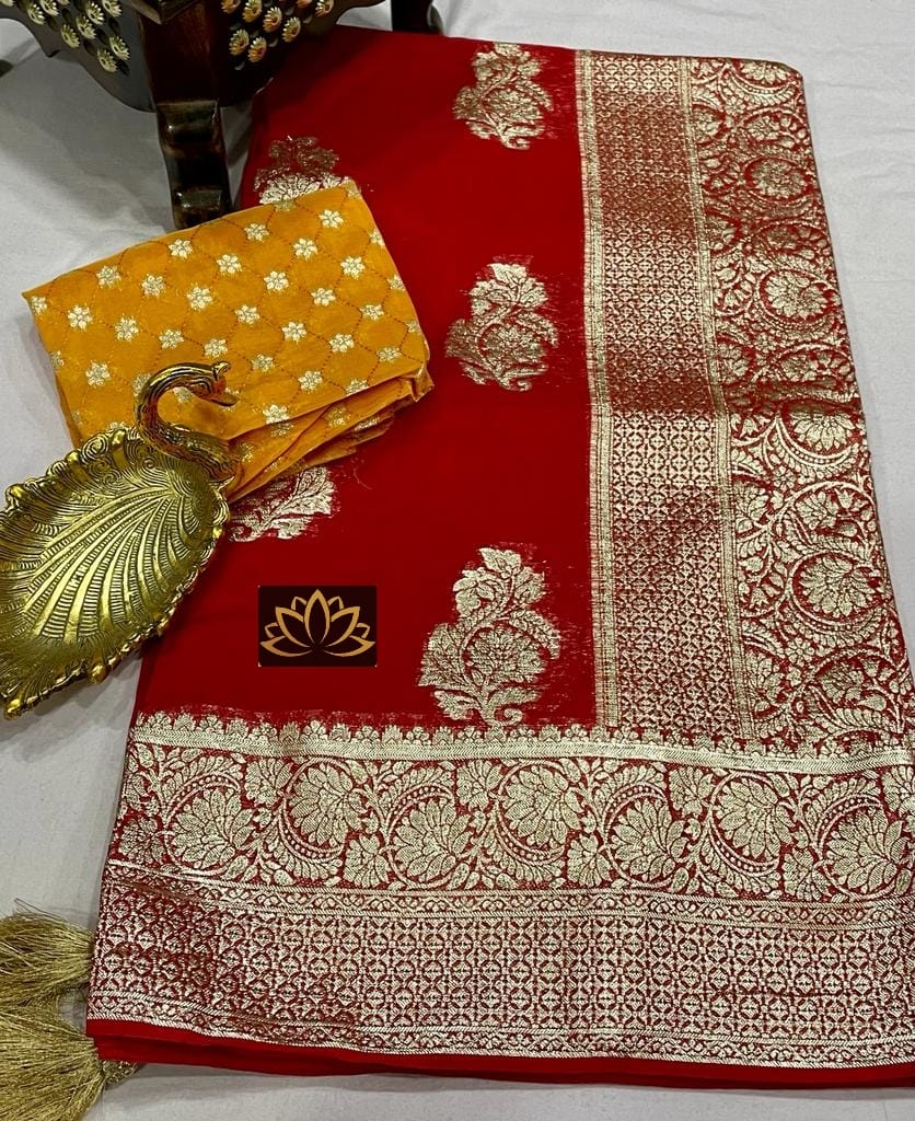 Lal banarsi weaving saree